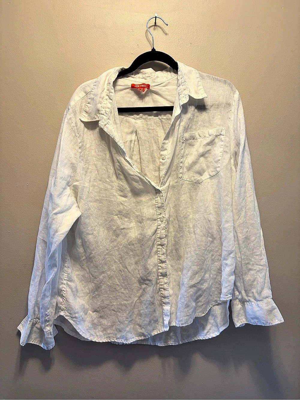Joe Fresh 100% Linen Shirt Linen Button Down Shirt in White